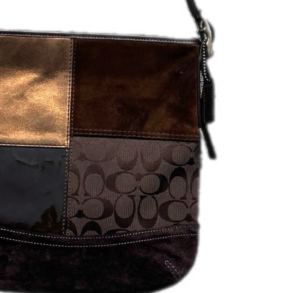 Coach Mixed Media Logo/Leather Patchwork Shoulder… - image 2